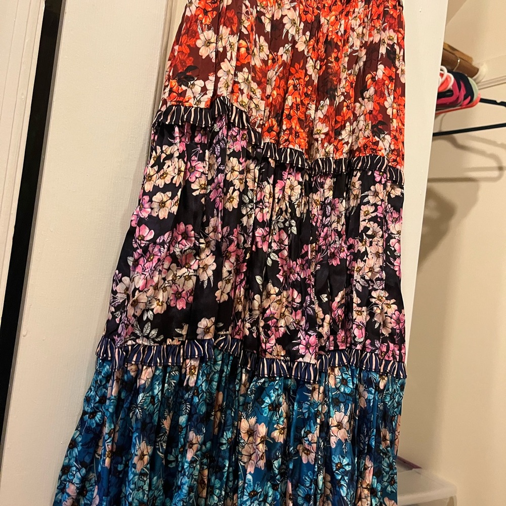 Anthropologie Floral Maxi Skirt - Green, Red, Purple, Blue